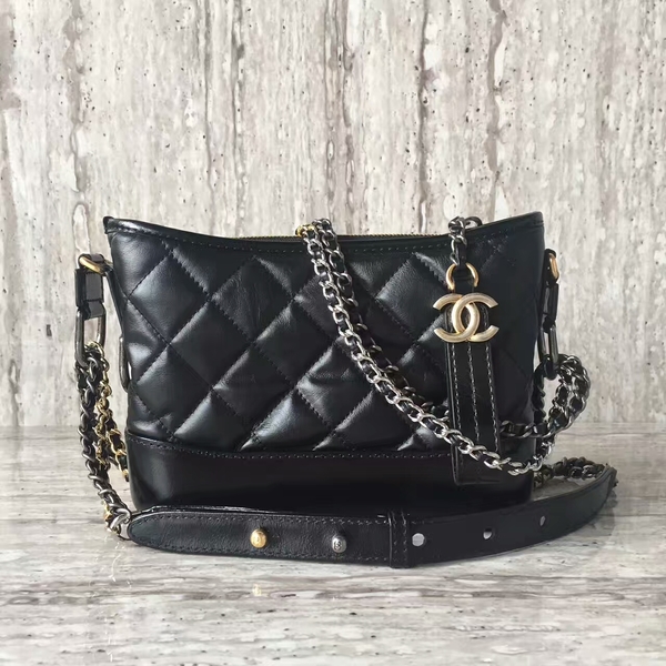 Chanel Gabrielly Calf Leather Shoulder Bag 93823 Black