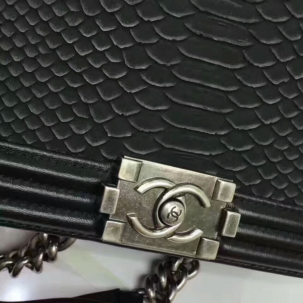 Chanel Le Boy Crocodile Leather Black A67086 Silver