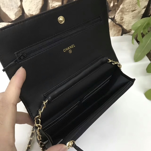 Chanel Classic Flap Bags Black Original Sheepskin Leather 33815 Glod