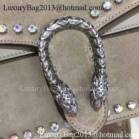 Gucci Dionysus Suede Shoulder Bag with Crystals 400249 Apricot