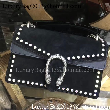 Gucci Dionysus Suede Shoulder Bag with Crystals 400249 Black