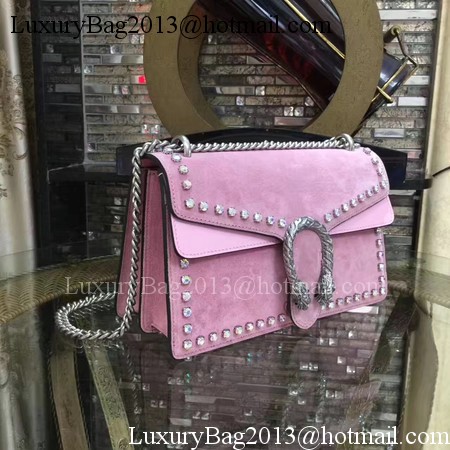 Gucci Dionysus Suede Shoulder Bag with Crystals 400249 Pink