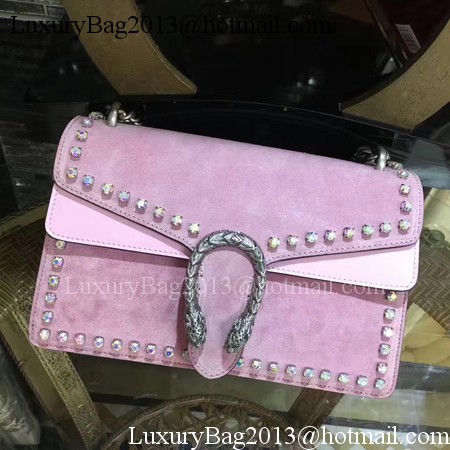 Gucci Dionysus Suede Shoulder Bag with Crystals 400249 Pink
