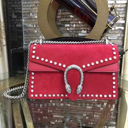 Gucci Dionysus Suede Shoulder Bag with Crystals 400249 Red