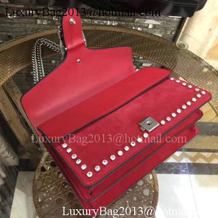 Gucci Dionysus Suede Shoulder Bag with Crystals 400249 Red