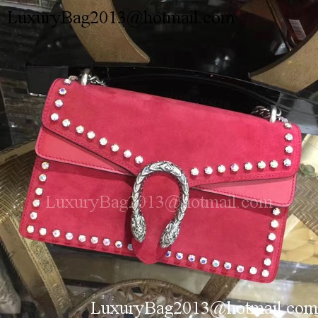 Gucci Dionysus Suede Shoulder Bag with Crystals 400249 Red