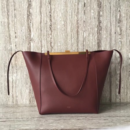 Celine Cabas Clasp Bag Smooth calfskin C90056 Wine