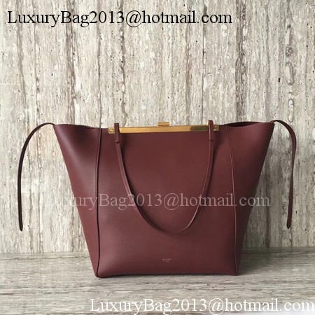 Celine Cabas Clasp Bag Smooth calfskin C90056 Wine