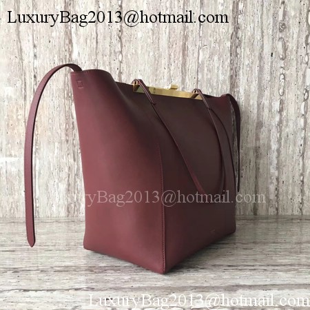 Celine Cabas Clasp Bag Smooth calfskin C90056 Wine