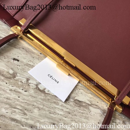 Celine Cabas Clasp Bag Smooth calfskin C90056 Wine