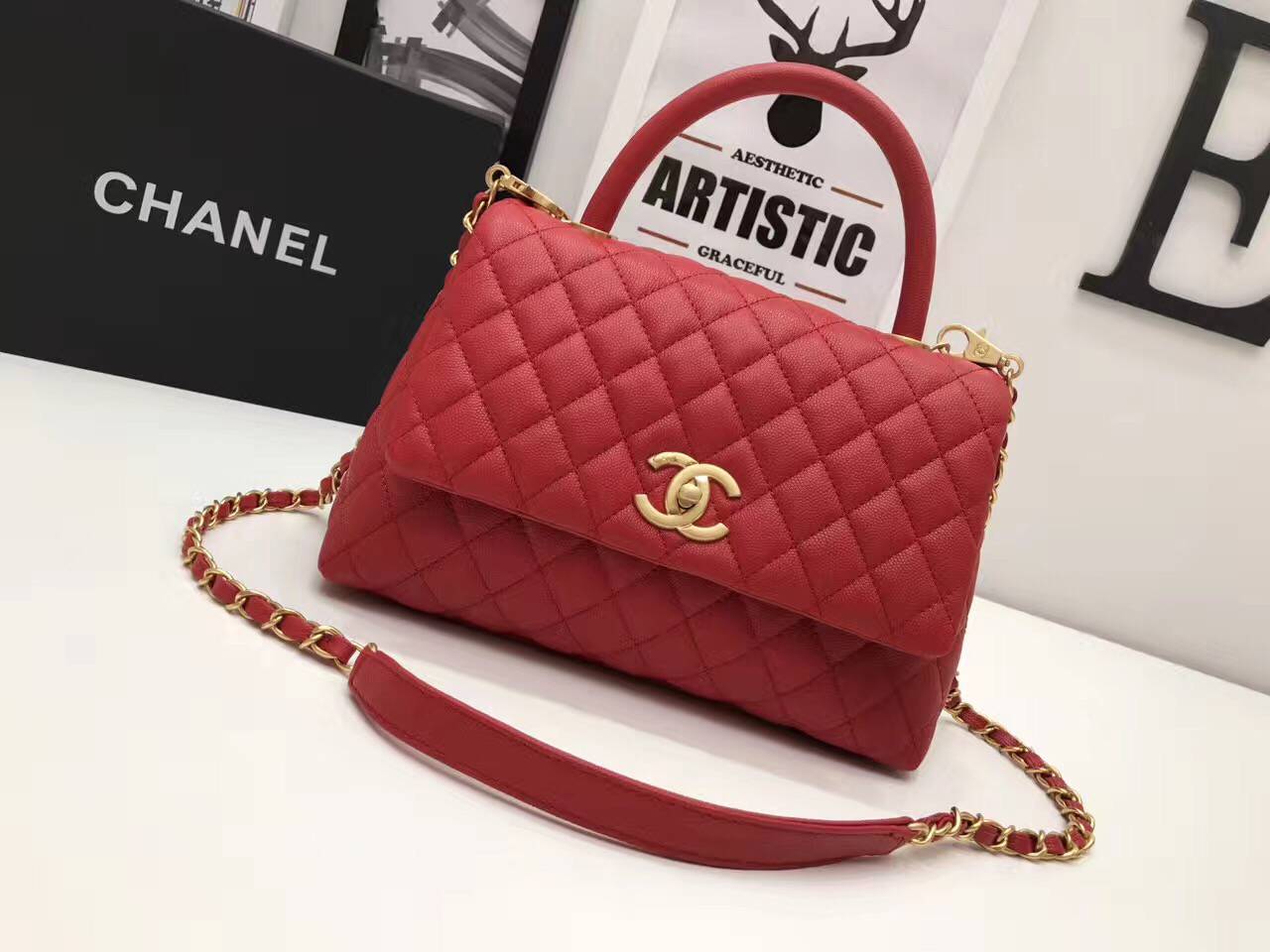 Chanel Original Leather Tote Bag 95478 Red