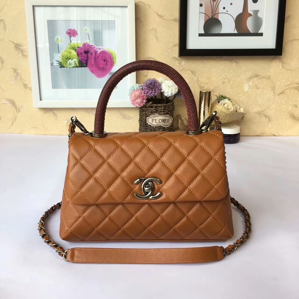 Chanel Tote Bag Brown Original Calfskin Leather 92990 Silver