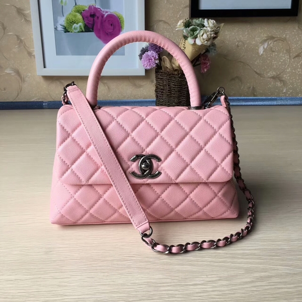 Chanel Tote Bag Light Pink Original Calfskin Leather 92990 Silver