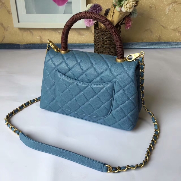 Chanel Tote Bag Skyblue Original Calfskin Leather 92990 Glod