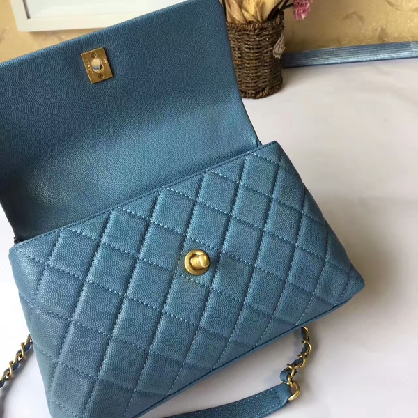 Chanel Tote Bag Skyblue Original Calfskin Leather 92990 Glod