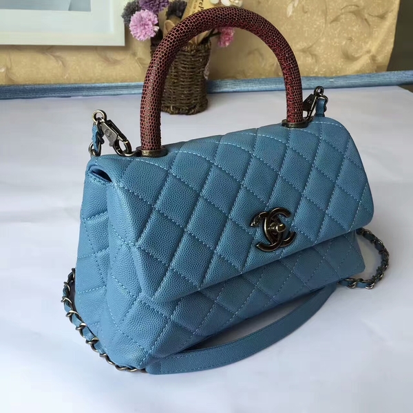 Chanel Tote Bag Skyblue Original Calfskin Leather 92990 Silver