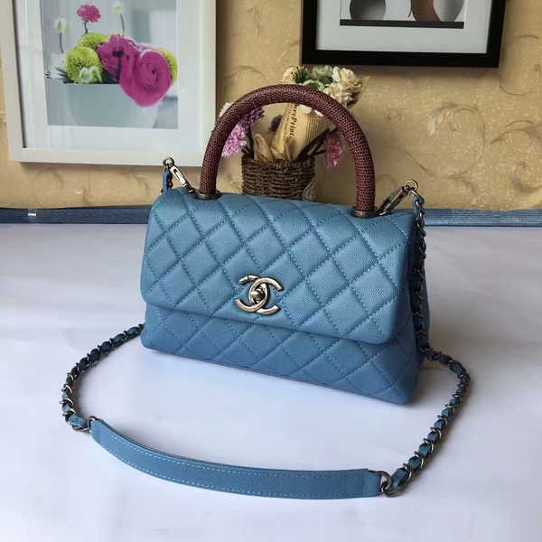 Chanel Tote Bag Skyblue Original Calfskin Leather 92990 Silver