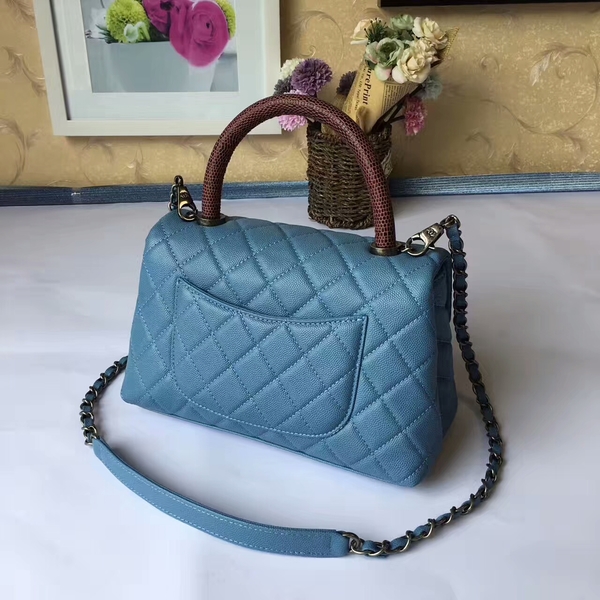 Chanel Tote Bag Skyblue Original Calfskin Leather 92990 Silver