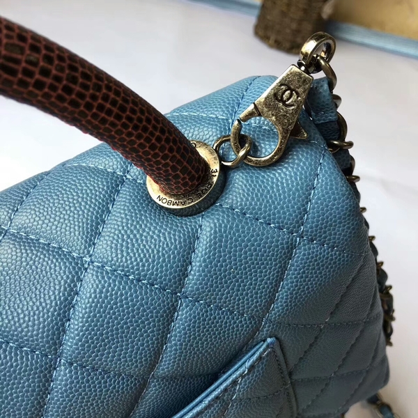 Chanel Tote Bag Skyblue Original Calfskin Leather 92990 Silver
