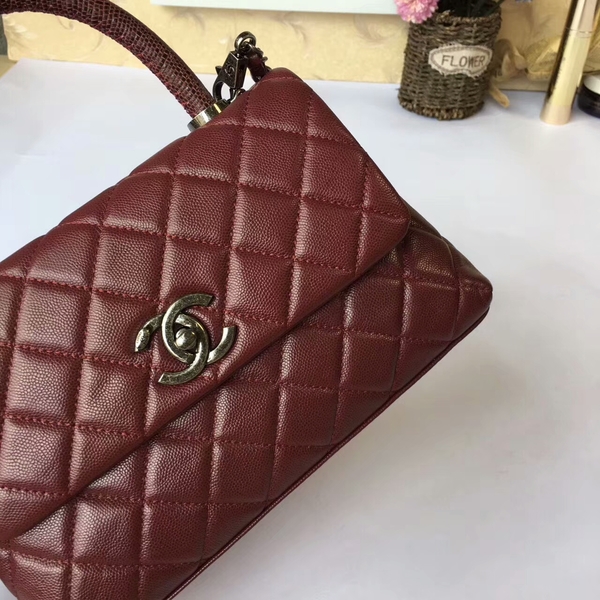 Chanel Tote Bag Dark Red Original Calfskin Leather 92990 Silver