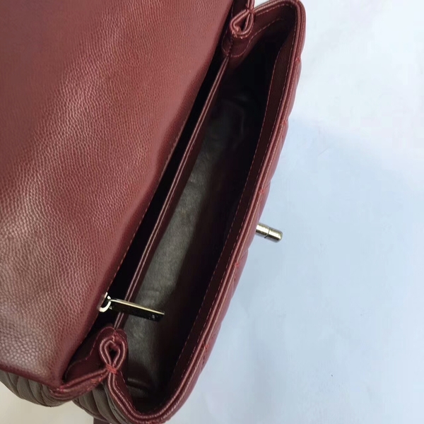 Chanel Tote Bag Dark Red Original Calfskin Leather 92990 Silver