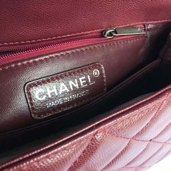 Chanel Tote Bag Dark Red Original Calfskin Leather 92990 Silver