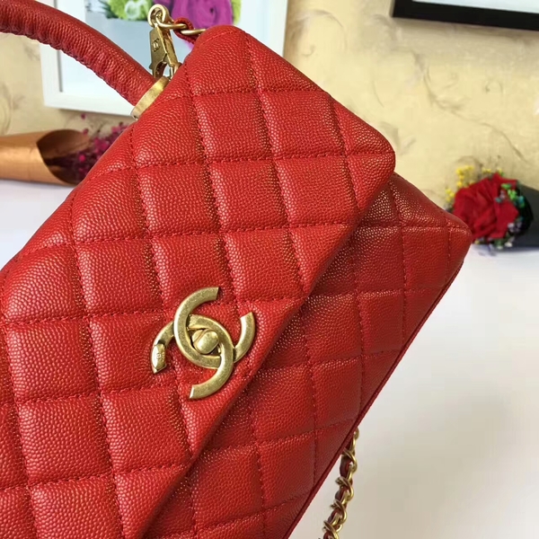 Chanel Tote Bag Red Original Calfskin Leather 92990 Glod