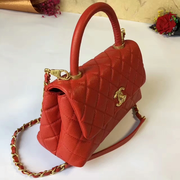 Chanel Tote Bag Red Original Calfskin Leather 92990 Glod