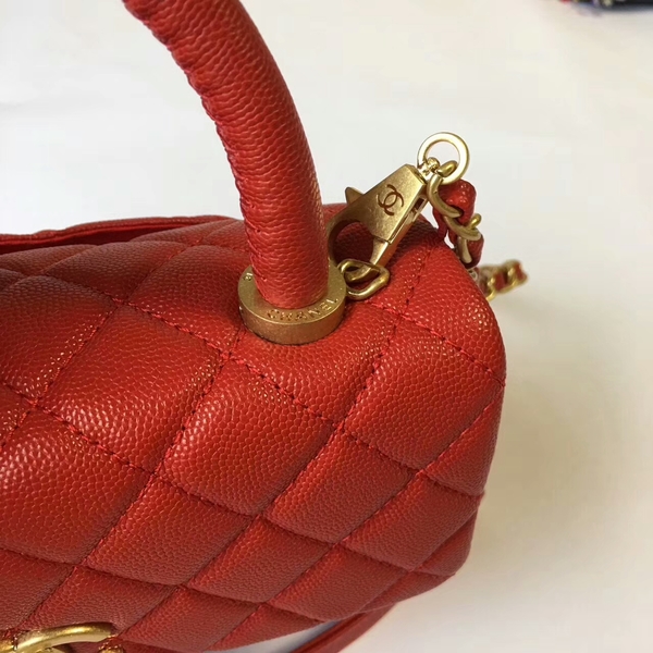 Chanel Tote Bag Red Original Calfskin Leather 92990 Glod