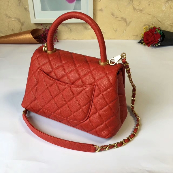 Chanel Tote Bag Red Original Calfskin Leather 92990 Glod
