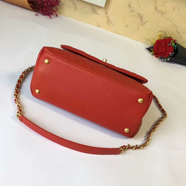 Chanel Tote Bag Red Original Calfskin Leather 92990 Glod
