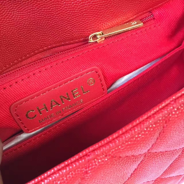 Chanel Tote Bag Red Original Calfskin Leather 92990 Glod