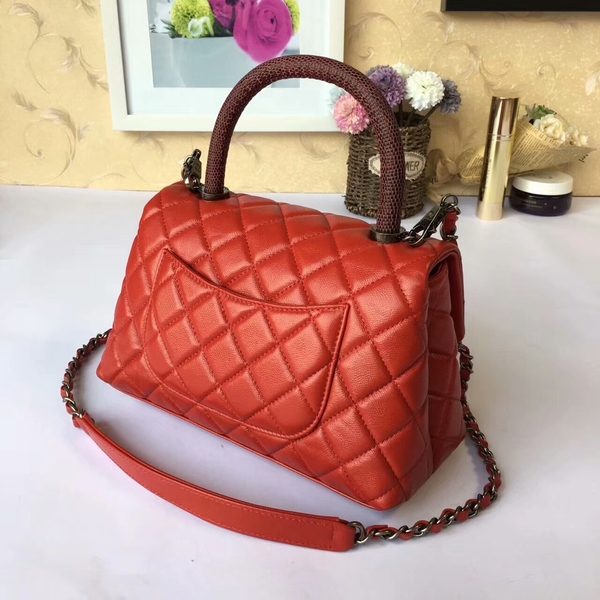 Chanel Tote Bag Red Original Calfskin Leather 92990 Silver