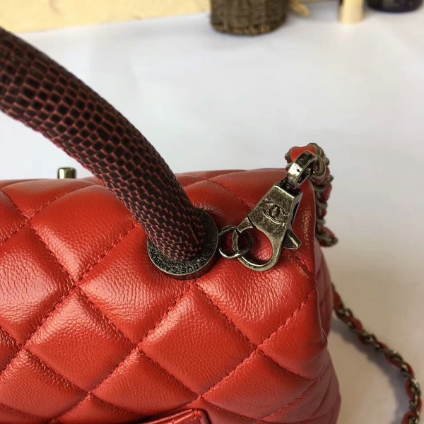 Chanel Tote Bag Red Original Calfskin Leather 92990 Silver