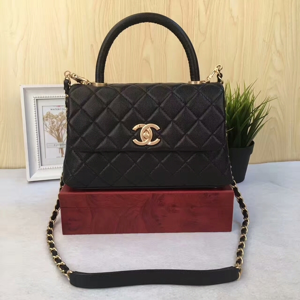 Chanel Tote Bag Black Original Calfskin Leather 92990 Glod