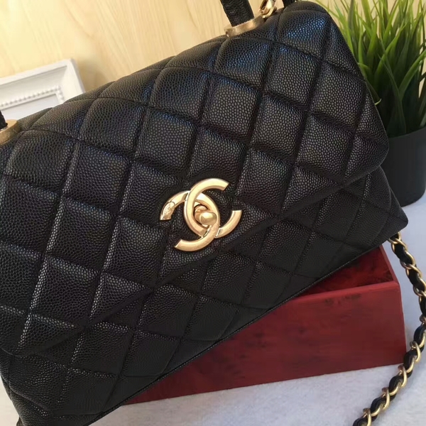 Chanel Tote Bag Black Original Calfskin Leather 92990 Glod