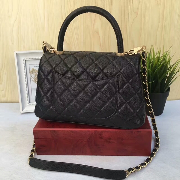 Chanel Tote Bag Black Original Calfskin Leather 92990 Glod