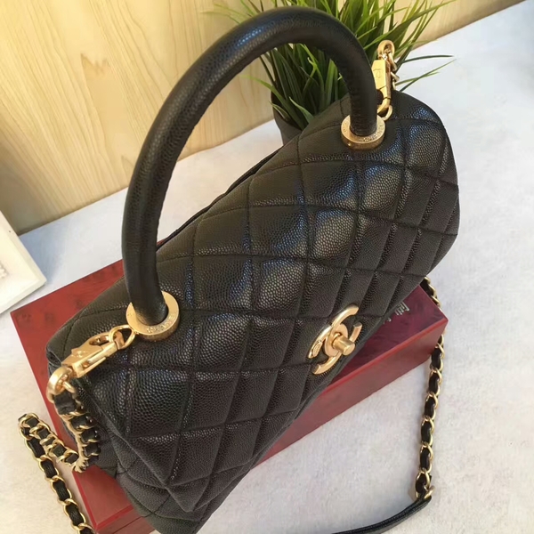 Chanel Tote Bag Black Original Calfskin Leather 92990 Glod