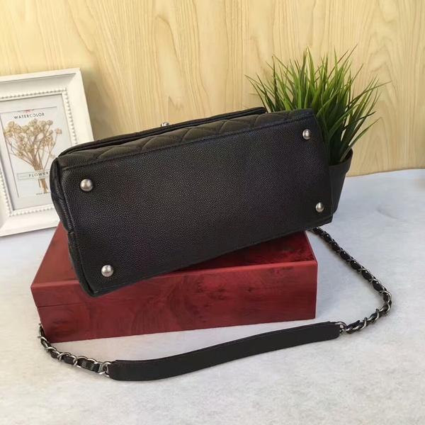 Chanel Tote Bag Black Original Calfskin Leather 92990 Silver