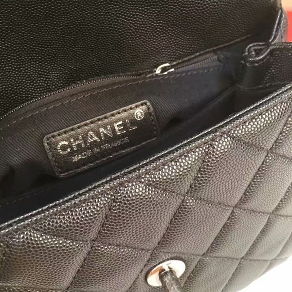 Chanel Tote Bag Black Original Calfskin Leather 92990 Silver