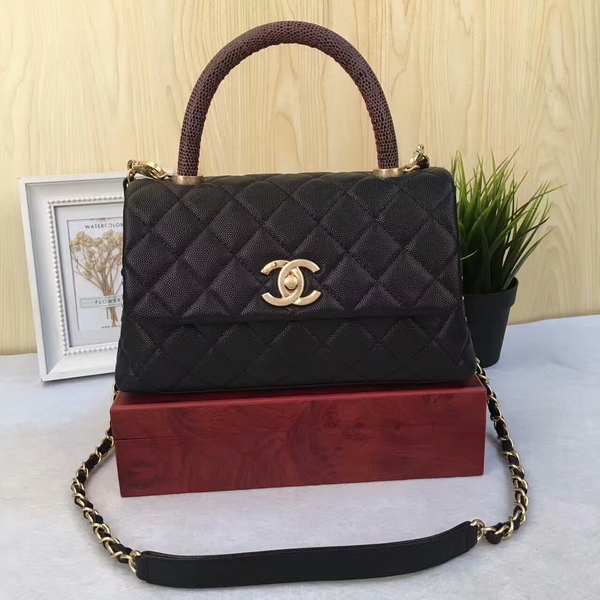 Chanel Tote Bag Black Original Calfskin Leather 92990A Glod