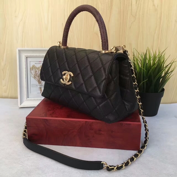 Chanel Tote Bag Black Original Calfskin Leather 92990A Glod