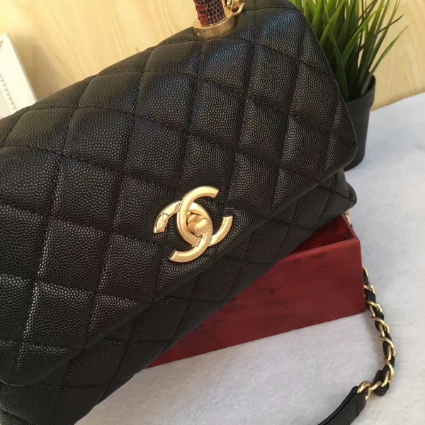 Chanel Tote Bag Black Original Calfskin Leather 92990A Glod