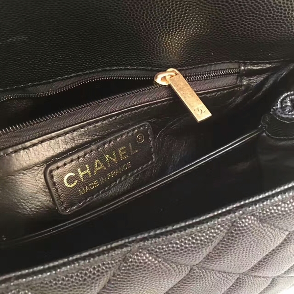 Chanel Tote Bag Black Original Calfskin Leather 92990A Glod