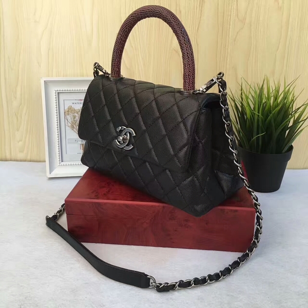 Chanel Tote Bag Black Original Calfskin Leather 92990A Silver