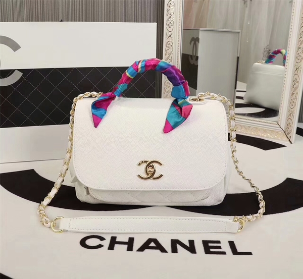 Chanel Original Calfskin Leather Shoulder Bag 8123 White