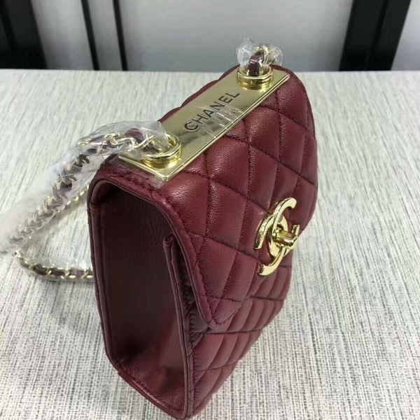 Chanel Sheepskin Leather Shoulder Bag 84074 Dark Red