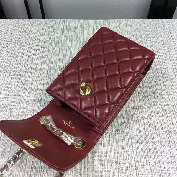 Chanel Sheepskin Leather Shoulder Bag 84074 Dark Red