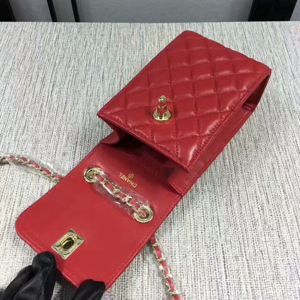 Chanel Sheepskin Leather Shoulder Bag 84074 Red