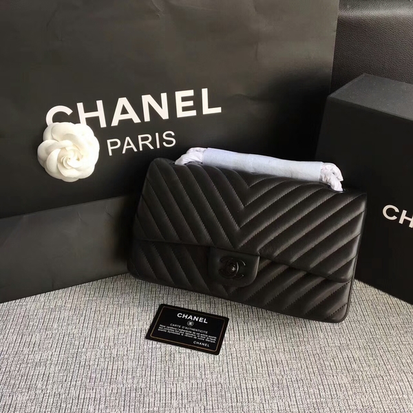 Chanel Flap Shoulder Bags Black Original Sheepskin CF1112